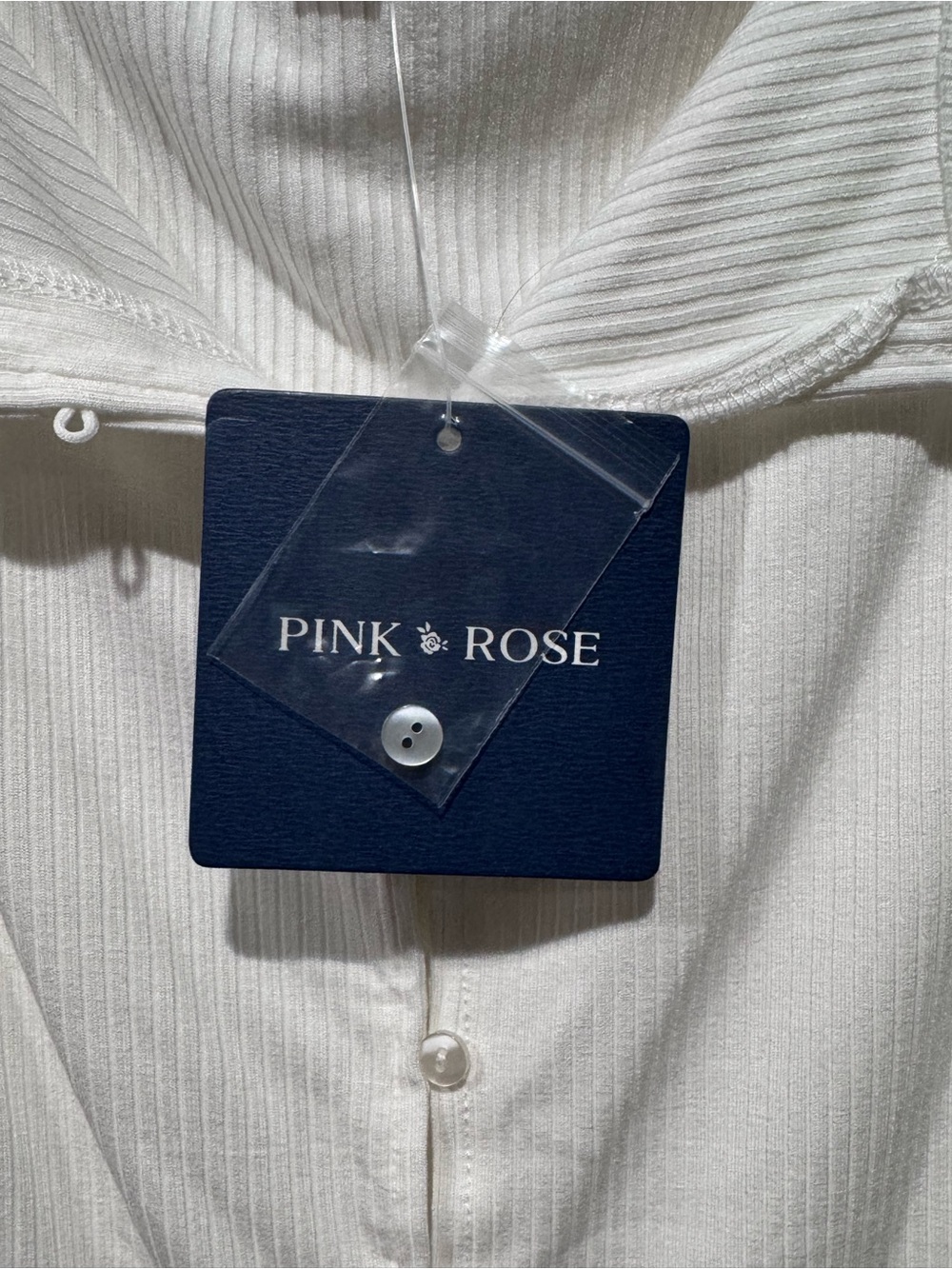 Pink Rose White Ribbed Button-Front Tank - Picture 3 of 7